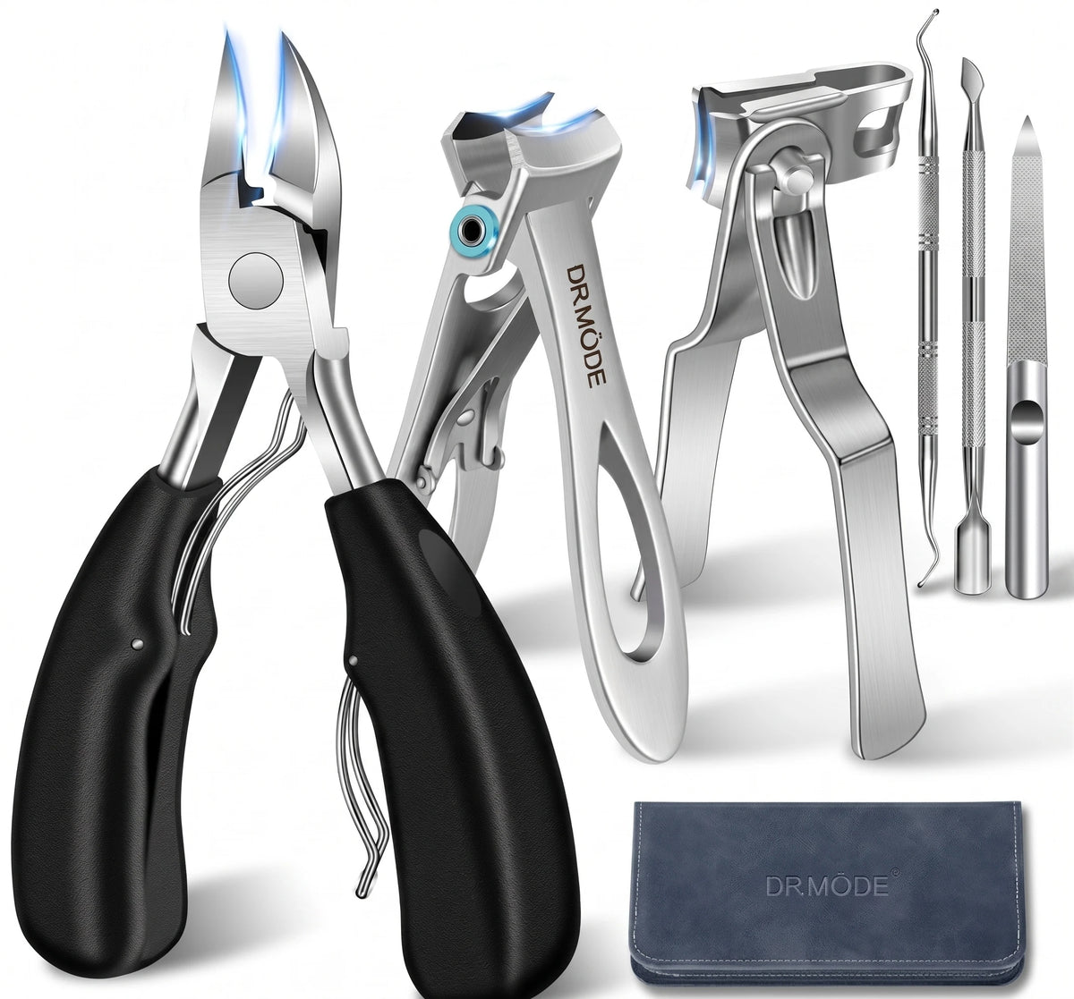 engineered to handle extra thick, hard, and tough nails with clean, controlled, splinter-free cuts — the complete professional-grade manicure and pedicure kit for anyone who wants a more comfortable grooming routine.
