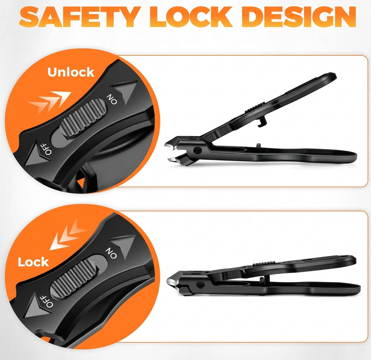 Nail Clippers for Men Thick Nails, Sharp Slanted Toenail Clippers for Seniors Ingrown Toenails with Safety Lock Wide Opening Long Handle | DRMODE